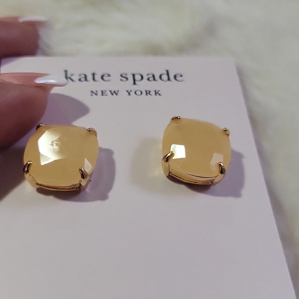 Kate Spade Light Tan Square Stud Earrings - Picture 3 of 3